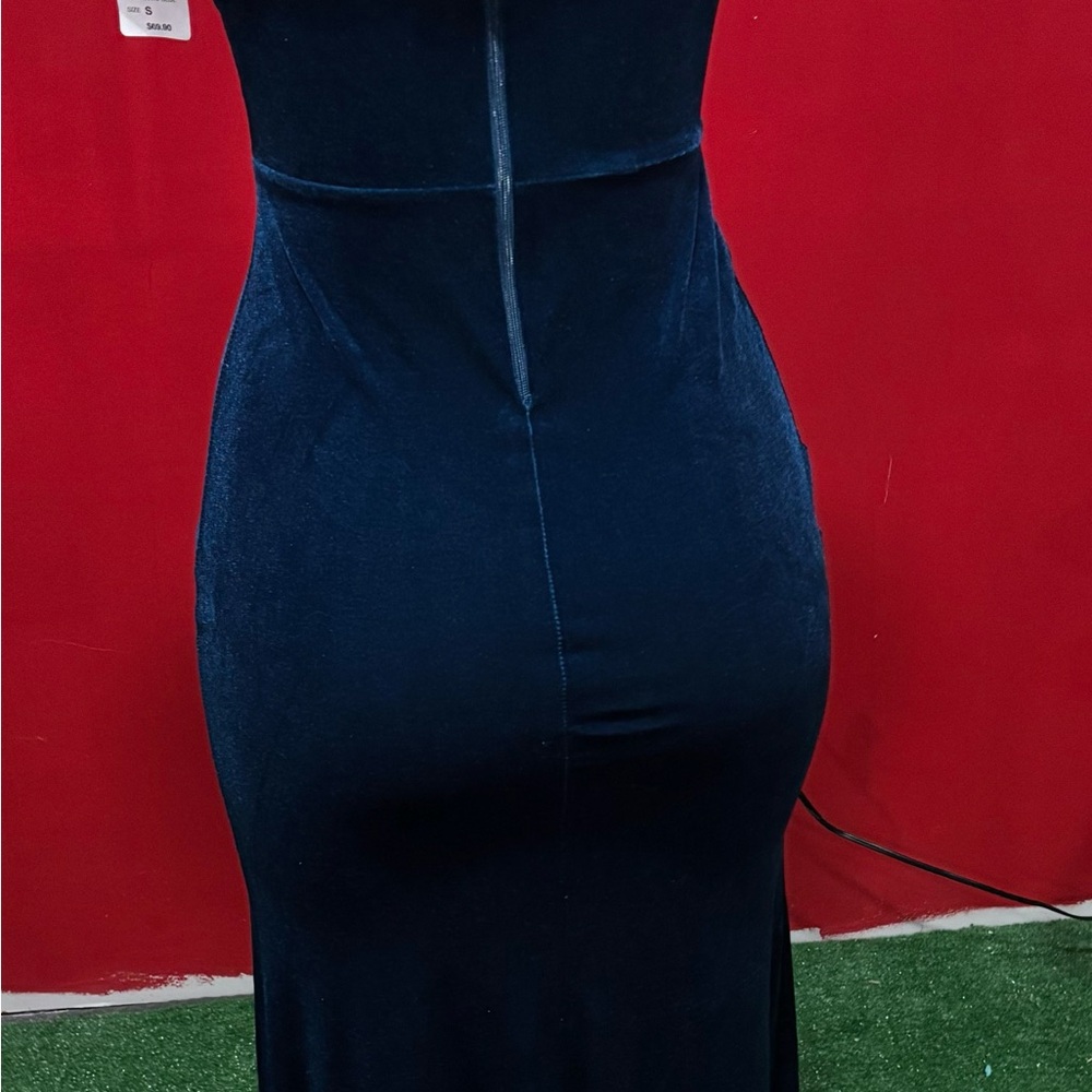 Windsor Midnight Blue Velvet Slit Gown